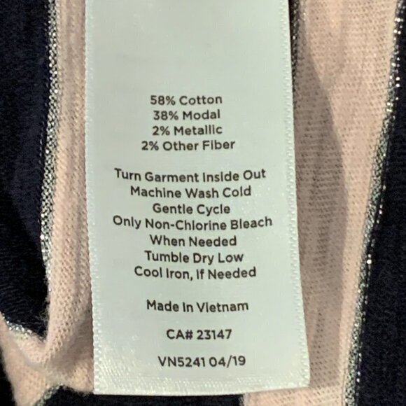 Talbots Metallic Stripe Slub Cotton Blend Relaxed Tee Top Plus Sz 3X #99G - Picture 8 of 8